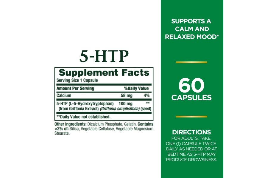 Píldoras y suplemento dietético de 5-HTP de Nature's Bounty, apoyan un estado de ánimo tranquilo y relajado, 100 mg, 60 cápsulas - Image 2
