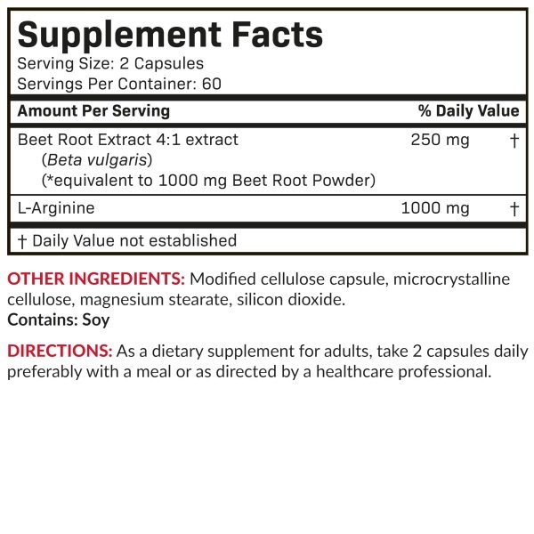 Futurebiotics Raíz de remolacha + L-Arginina 2000 MG, sin OGM, 120 cápsulas vegetarianas - Image 8
