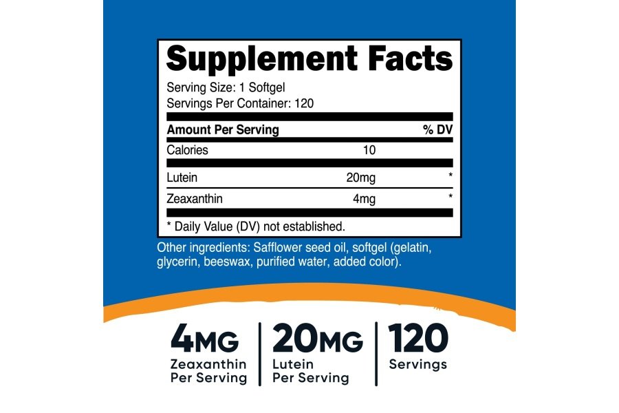 Nutricost Zeaxantina con luteína 20 mg, 120 cápsulas blandas - Potente, sin OGM, sin gluten - Image 2