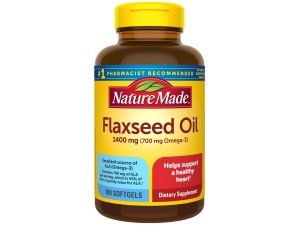 Aceite de linaza extra fuerte Nature Made 1400 mg, suplemento de omega 3 sin pescado, suplemento dietético para apoyar la salud del corazón, 100 cápsulas blandas, suministro para 100 días