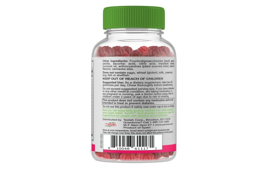 Gomitas multivitamínicas YumVs de YUM-V | Suplemento vitamínico sin azúcar para mujeres y hombres | Cromo, Tiamina y Magnesio | Masticables naturales con sabor a frambuesa, 60 unidades, (paquete de 2) - Image 8