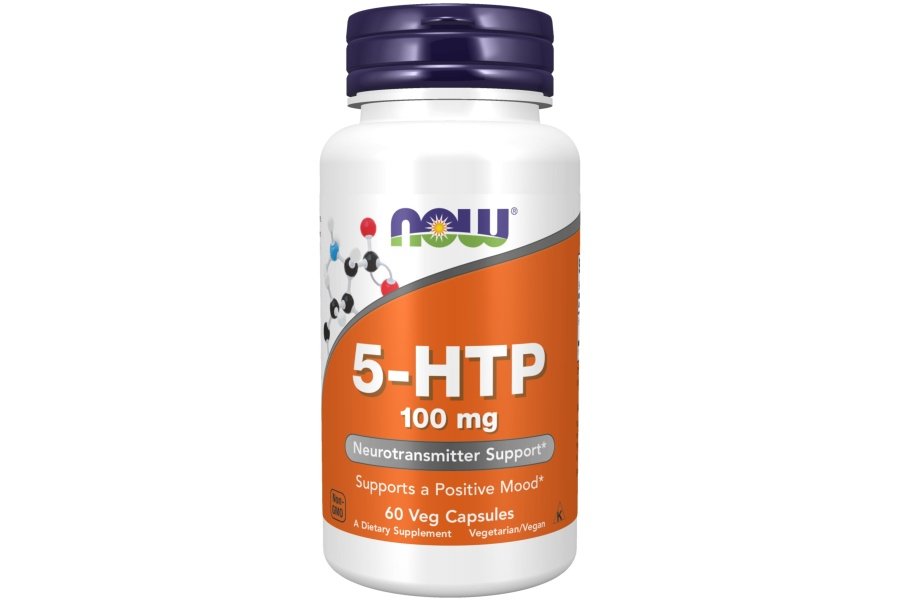 NOW Suplementos, 5-HTP (5-hidroxitriptófano) 100 mg, soporte para neurotransmisores*, 60 cápsulas vegetales