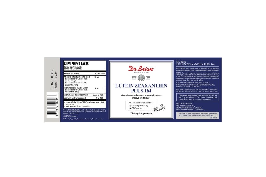 Dr. Brian Eye Vitamins Luteína y zeaxantina Cápsula Suplemento de luteína con luteína 16 mg Zeaxantina 4 mg Astaxantina 5 mg Vitamina A 2333 UI Vitamina E 9 UI para ojos secos Salud de la visión - Image 6