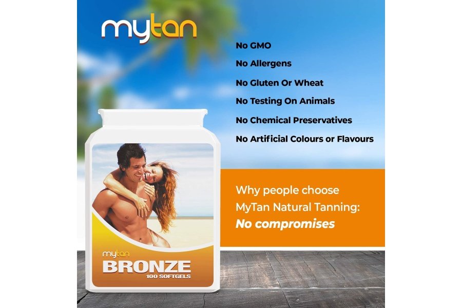 Pastillas bronceadoras MyTan Bronze | 100 cápsulas blandas | Suplemento bronceador sin sol | con astaxantina luteína licopeno y más | Suministro para más de 7 semanas - Image 5
