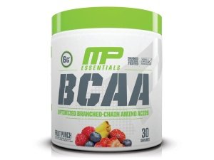 MusclePharm Essentials BCAA en polvo, bebida de recuperación antes y después del entrenamiento, apoya la recuperación muscular y la energía, aminoácidos esenciales, 30 porciones, ponche de frutas