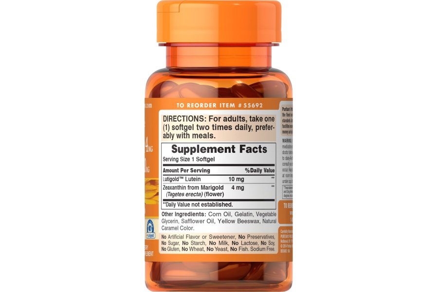 Puritan's Pride Zeaxantina 4 mg con luteína 10 mg, apoya ojos y visión saludables*, 60 ct - Image 3