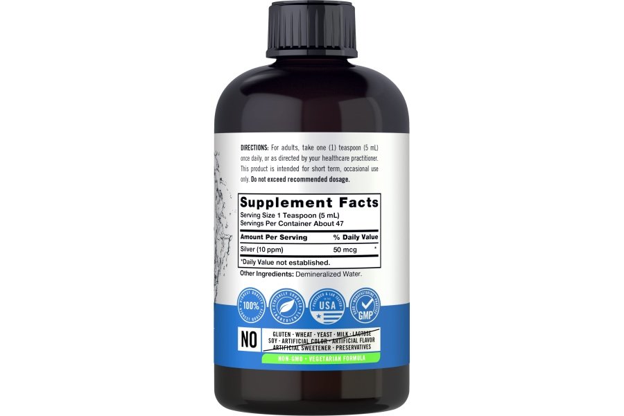Plata coloidal Carlyle | 10 ppm | 8 onzas (236 ml) | Tecnología Nano Plata | Suplemento vegetariano, sin OGM y sin gluten | Soluciones de plata - Image 2