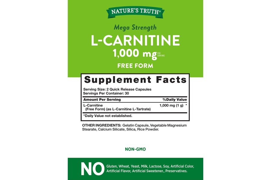 L Carnitina 1000 mg | 60 Cápsulas | Megafuerza | Forma libre | Suplemento sin OGM y sin gluten | por la verdad de la naturaleza - Image 2