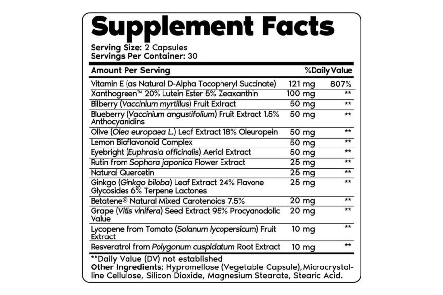 Primal Harvest Vision and Eye Support Complex con luteína, zeaxantina más vitamina E, extracto de arándano y extracto de arándano para la salud ocular general para hombres y mujeres, 60 cápsulas - Image 2