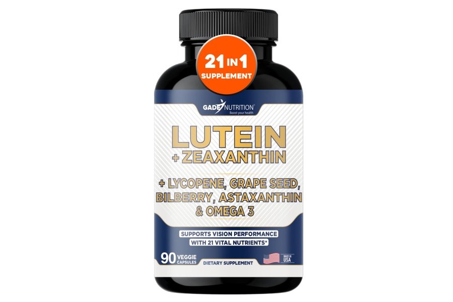 Suplementos de luteína y zeaxantina - Vitaminas para la salud ocular - Astaxantina, Omega 3, resveratrol, arándano, licopeno, quercetina, ginkgo biloba, vitamina D - Fórmula avanzada de apoyo ocular y visión saludable