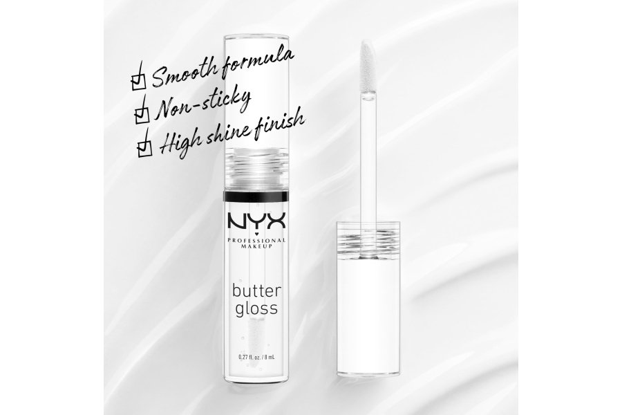 Brillo de labios NYX PROFESSIONAL MAKEUP Butter Gloss, no pegajoso, cristal de azúcar (transparente) - Image 2