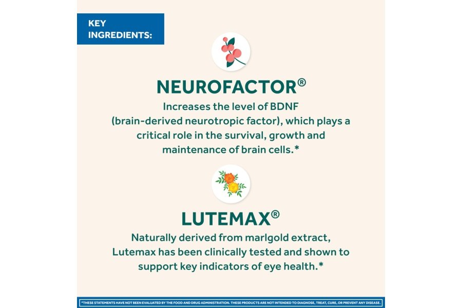NEURIVA Brain + Eye Suplemento para memoria, enfoque y concentración con luteína y vitaminas A C E y zinc para la salud ocular y zeaxantina para filtrar la luz azul, cápsulas de 30 unidades - Image 4