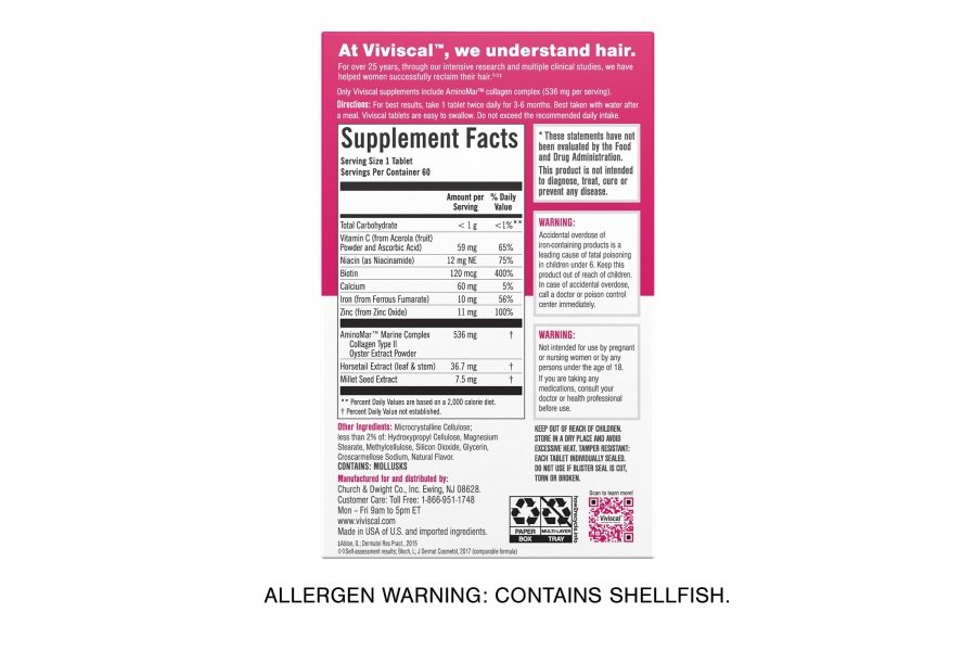 Suplementos para el crecimiento del cabello Viviscal para que las mujeres crezcan un cabello más grueso y lleno, clínicamente probado con complejo de colágeno patentado, 60 unidades (paquete de 1), suministro de 1 mes - Image 8