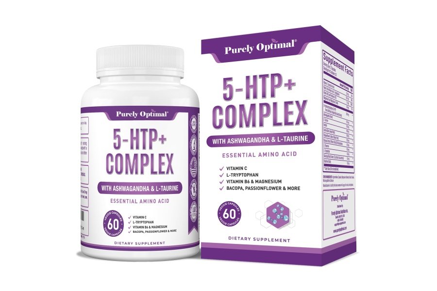 Suplemento Premium 5-HTP Plus 250 mg de fuerza máxima - Ayuda para dormir, mejora el estado de ánimo, promueve la calma y la relajación, apoya el manejo del estrés - Mejorado con vitamina B6, sin gluten, sin OGM, 60 cápsulas vegetales