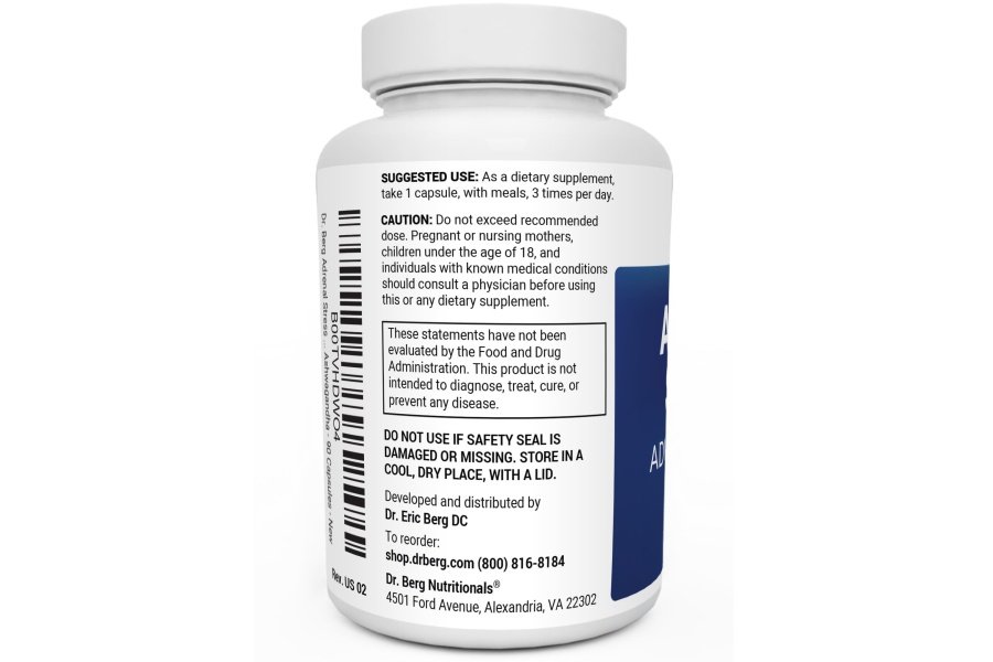 Fórmula avanzada para estrés suprarrenal del Dr. Berg - Suplementos de apoyo suprarrenal para el estrés, el estado de ánimo y la energía - Suplementos suprarrenales - Administrador de cortisol con Ashwagandha - 90 cápsulas - Image 3