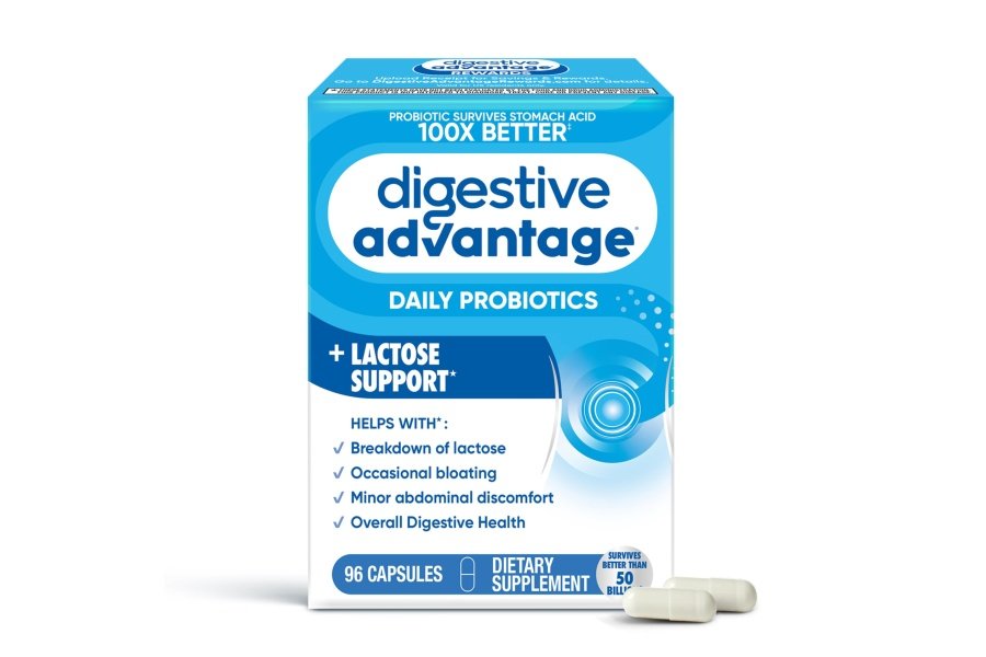 Probióticos Digestive Advantage + enzimas digestivas lactasa para la salud digestiva, probióticos diarios para mujeres y hombres hinchazón ocasional, descomposición de la lactosa, malestar abdominal menor, apoyo inmunológico, 96 ct
