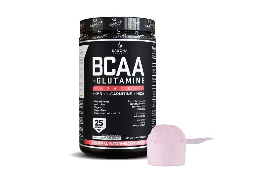 SASCHA FITNESS BCAA 4:1:1 + Glutamina, HMB, L-Carnitina, HICA | Mezcla en polvo potente e instantánea con aminoácidos de cadena ramificada (BCAA) para pre, intra y post-entrenamiento | Sabor natural a sandía, 362,5 g - Image 6
