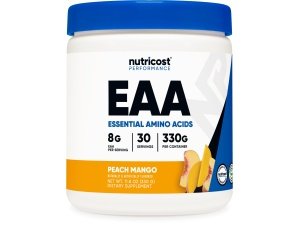 Nutricost EAA en polvo 30 porciones (mango melocotón) - Aminoácidos esenciales - Sin OGM, sin gluten, apto para vegetarianos