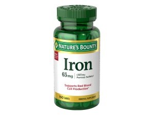 Nature's Bounty Hierro 65 mg, 325 mg de sulfato ferroso, respaldo de energía celular, promueve la producción normal de glóbulos rojos, 100 tabletas