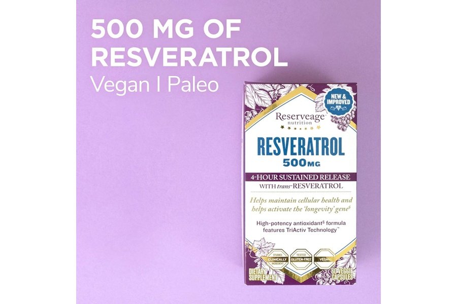 Reserveage Beauty, Resveratrol 500 mg, Suplemento antioxidante para la salud celular y del corazón, Apoya el envejecimiento saludable y el sistema inmunológico, Paleo, Keto, 60 cápsulas - Image 4