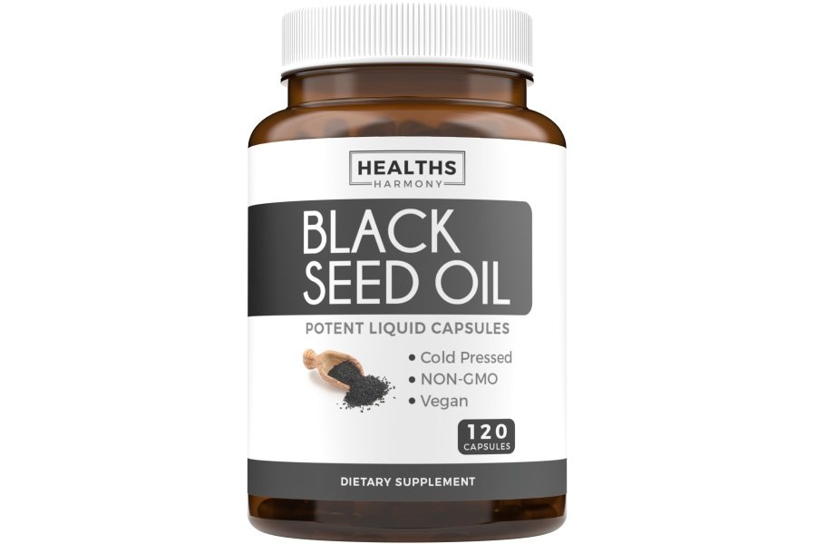 Aceite de semilla negra - 120 cápsulas de gelatina blanda para la salud de la piel (sin OGM y veganas) Nigella Sativa prensada en frío que produce aceite de semilla de comino negro puro con vitamina E - 500 mg cada una, 1000 mg por porción de 2 cápsulas