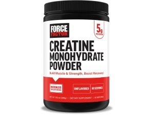 Monohidrato de creatina FORCE FACTOR, creatina en polvo para ganar músculo, más fuerza y ​​recuperación más rápida del entrenamiento, creatina micronizada clínicamente estudiada, dosis de 5 g por porción, sin sabor, 60 porciones