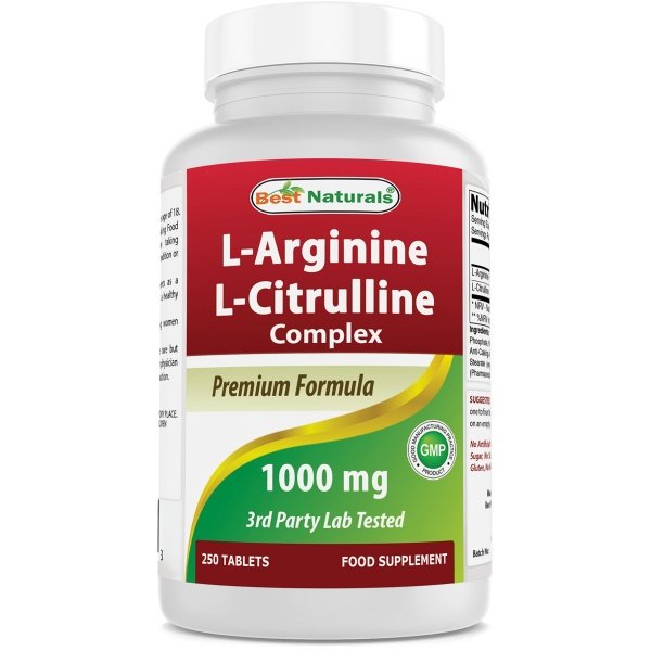 Best Naturals L-Arginina L-Citrulina Complejo Tabletas, 250 unidades