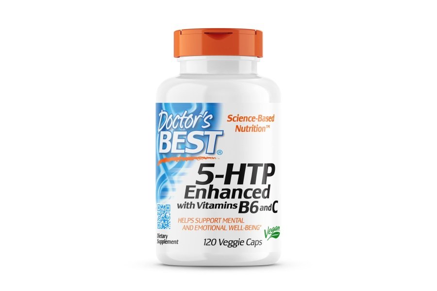Doctor's Best 5-HTP mejorado con vitaminas B6 y C, sin OGM, vegano, sin gluten ni soja, 120 unidades