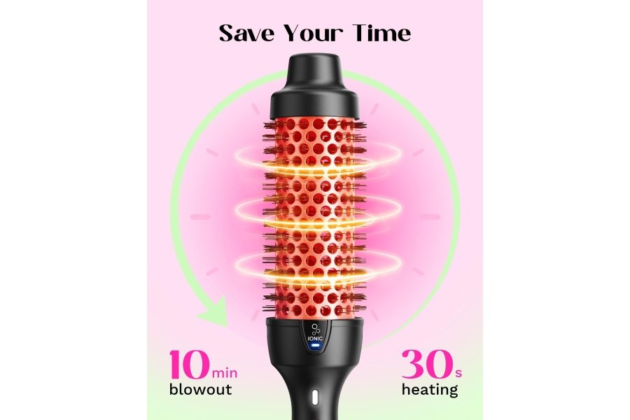 Cepillo térmico Wavytalk Pro para un aspecto soplado, cepillo redondo con calefacción iónica de 1 1/2 pulgadas que hace que el cabello sea más suave, cepillo redondo térmico de doble voltaje para obtener rizos naturales, fácil de usar, calentamiento rápido 30S - Image 3