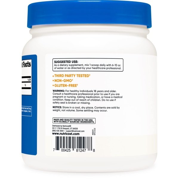 Nutricost L-Arginina en polvo 500 gramos (1,1 libras) - L-Arginina pura en polvo - 5000 mg por porción; 100 porciones - Image 3