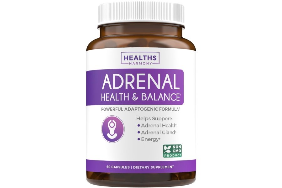 Soporte del sistema suprarrenal y administrador de cortisol (suministro para 2 meses) Potente suplemento de fatiga de Ashwagandha y L-tirosina - Mantenga niveles equilibrados de cortisol, salud y alivio del estrés - Sin OGM - 60 cápsulas