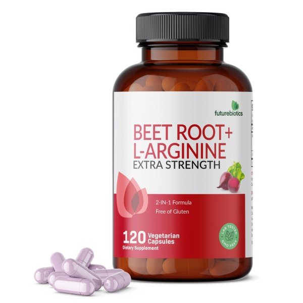 Futurebiotics Raíz de remolacha + L-Arginina 2000 MG, sin OGM, 120 cápsulas vegetarianas