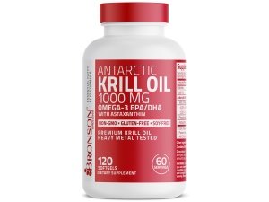 Bronson Aceite de Krill Antártico 1000 mg con Omega-3 EPA, DHA, Astaxantina y Fosfolípidos 120 Cápsulas Blandas