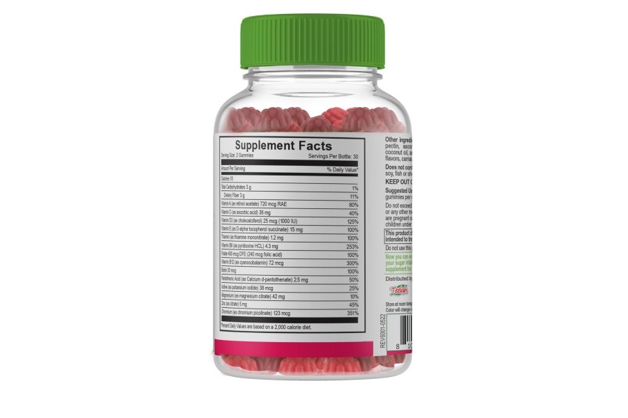 Gomitas multivitamínicas YumVs de YUM-V | Suplemento vitamínico sin azúcar para mujeres y hombres | Cromo, Tiamina y Magnesio | Masticables naturales con sabor a frambuesa, 60 unidades, (paquete de 2) - Image 7