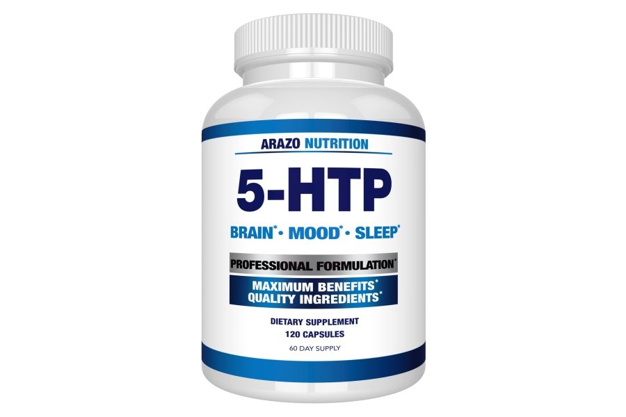 Arazo Nutrition 5-HTP 200 MG Plus Calcio para el estado de ánimo y el sueño – Apoya el estado de ánimo tranquilo y relajado – 99% de alta pureza – 120 cápsulas