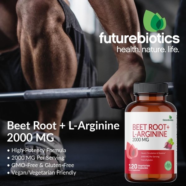 Futurebiotics Raíz de remolacha + L-Arginina 2000 MG, sin OGM, 120 cápsulas vegetarianas - Image 4