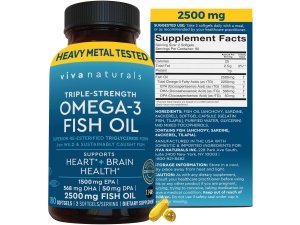 Suplemento de aceite de pescado Omega 3 de triple potencia - Pastillas de aceite de pescado de 2500 mg con ácidos grasos Omega 3 reesterificados, incluidos EPA, DHA y DPA - 180 cápsulas blandas aptas para pescadores