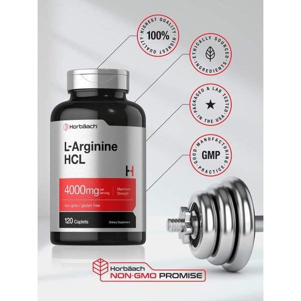 Horbäach L-Arginina 4000mg | 120 comprimidos | Precursor de óxido nítrico de máxima resistencia | Suplemento vegetariano, sin OGM y sin gluten - Image 5