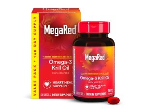 MegaRed Krill Oil 350 mg Suplemento Omega 3, marca de aceite de krill recomendada por el Dr. #1 con EPA, DHA, astaxantina y fosfolípidos, apoya la salud del corazón, el cerebro, las articulaciones y los ojos - 130 cápsulas blandas (130 porciones)