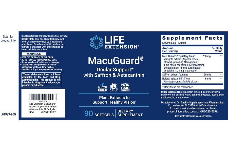 Life Extension MacuGuard Ocular Support 90 cápsulas blandas con una fórmula actualizada en 2023; consulte la sección de ingredientes para conocer la fórmula actualizada - Image 2