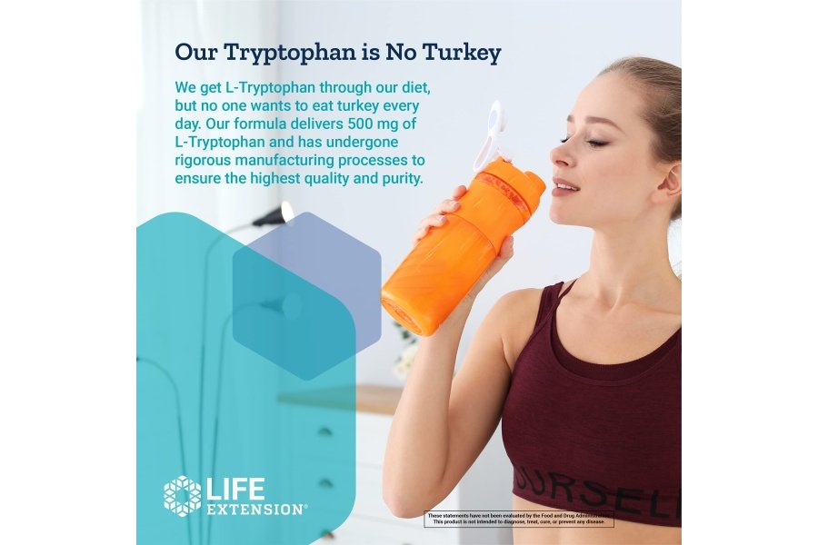 Life Extension L-Triptófano 500 mg – Suplemento de L-Triptófano para un sueño saludable y apoyo a la respuesta al estrés – Sin gluten, sin OGM, vegetariano – 90 cápsulas - Image 6