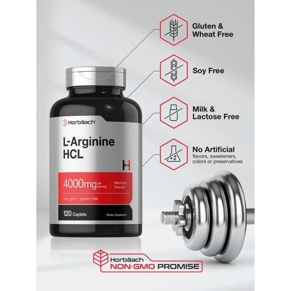 Horbäach L-Arginina 4000mg | 120 comprimidos | Precursor de óxido nítrico de máxima resistencia | Suplemento vegetariano, sin OGM y sin gluten - Image 4