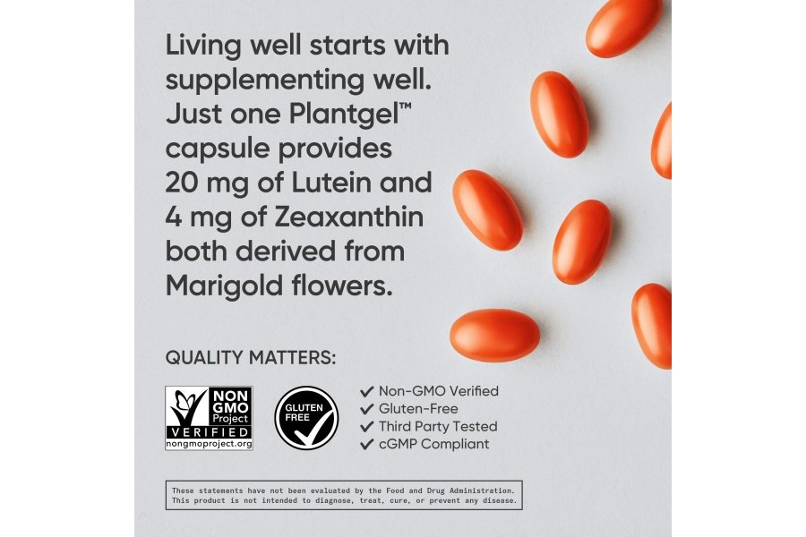 Cápsulas de luteína y zeaxantina Sports Research® - Suplemento de apoyo a la salud ocular elaborado con Lute-Gen® y aceite de coco orgánico - Apto para veganos y verificado sin OGM - 120 cápsulas blandas vegetales - Image 4