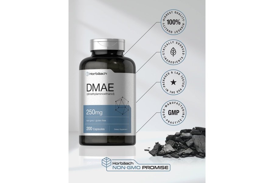 Suplemento Horbaach DMAE 250 mg | 200 Cápsulas | Sin OGM, sin gluten | Bitartrato DMAE - Image 5