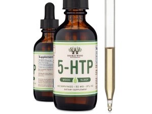 Gotas líquidas 5HTP: más absorbibles y efectivas que 5 cápsulas HTP (60 porciones de 50 mg 99%+ 5-HTP) Suplemento de serotonina para el estado de ánimo, el sueño y la relajación de Double Wood
