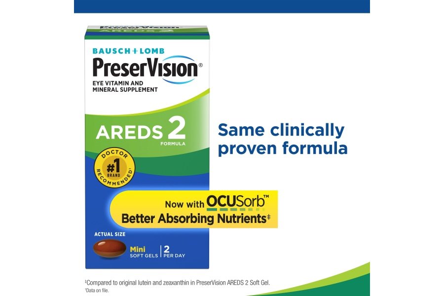 PreserVision AREDS 2 Suplemento vitamínico y mineral para ojos, contiene luteína, vitamina C, zeaxantina, zinc y vitamina E, 60 minigeles (el embalaje puede variar) - Image 2