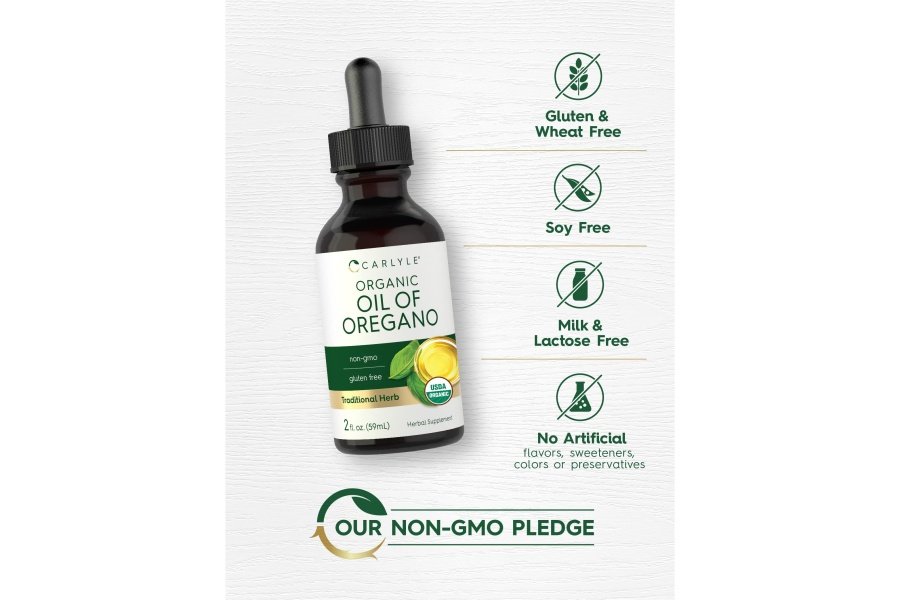 Carlyle Aceite Orgánico de Orégano | Líquido de 2 onzas líquidas | Vegano | Gotas sin gluten y sin OGM - Image 4