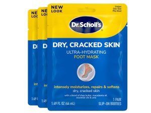 Dr. Scholl's Piel seca y agrietada, mascarilla para pies ultrahidratante, 3 pares de calcetines humectantes: hidrata intensamente, repara y suaviza la piel seca y áspera con urea y aceites esenciales para pies secos y agrietados