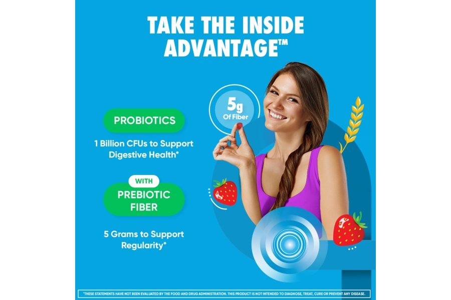 Digestive Advantage Suplemento de fibra prebiótica con probióticos para mujeres y hombres salud digestiva, gomitas de fibra para adultos regularidad y salud intestinal, sabor a fresa de 60 quilates - Image 2