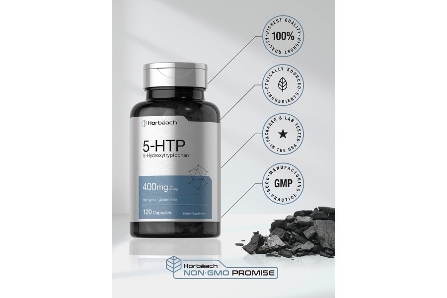 Horbaach 5HTP 400 mg Cápsulas | 120 unidades | Suplemento extra fuerte | Sin OGM, sin gluten | 5 hidroxitriptófano - Image 5